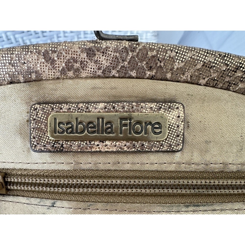 Isabella Fiore Gold Metallic Python Annette Flower Clutch Bag - Picture 4 of 5